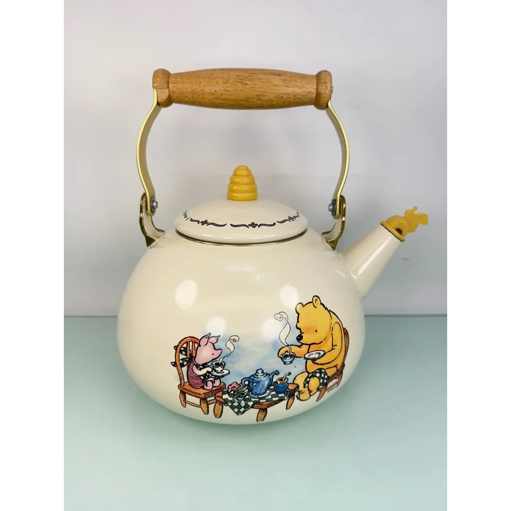 Vintage 90s Selandia Winnie the Pooh Piglet Teapot Enamel Bee Whistle Disney
